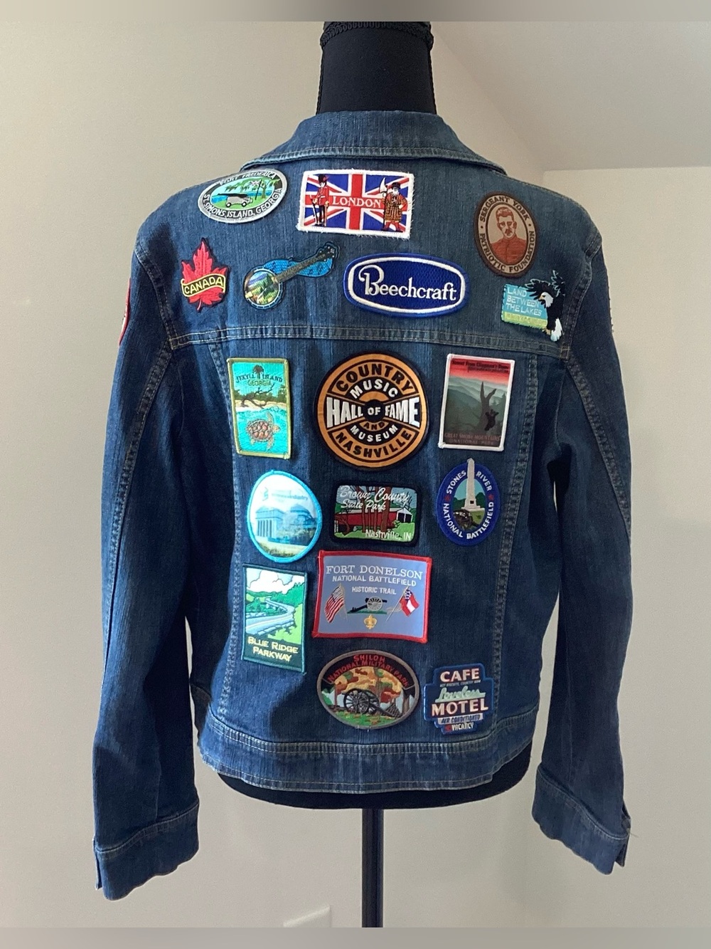 Merona Large Patchwork Denim Jacket Americana Nashville Western Travelcore OOAK